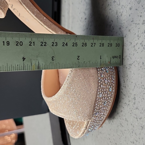 Champagne Sparkling Peep Toe 4 3/4 inch Heels with Platform - Picture 4 of 5